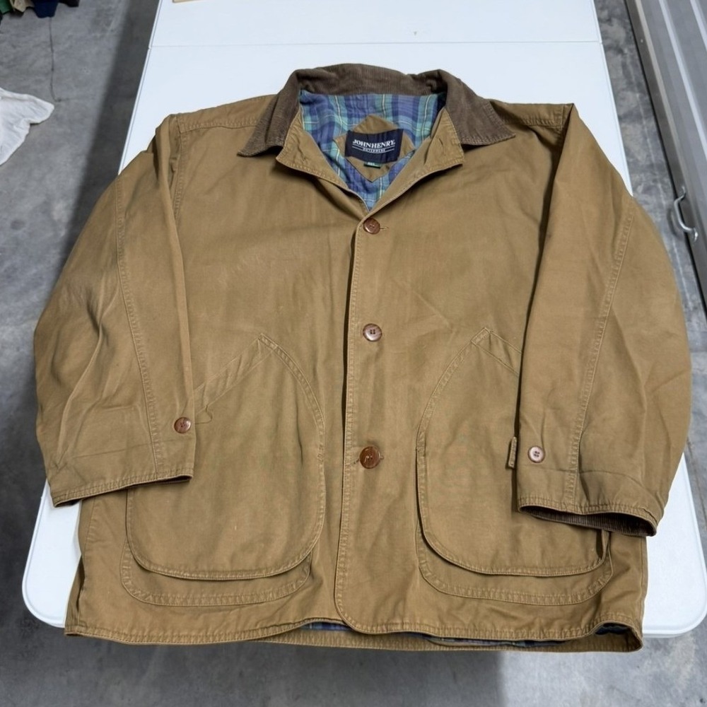 John Henry Mens Barn Jacket Tan‎ Canvas Chore Coat Flannel Lined Corduroy Collar